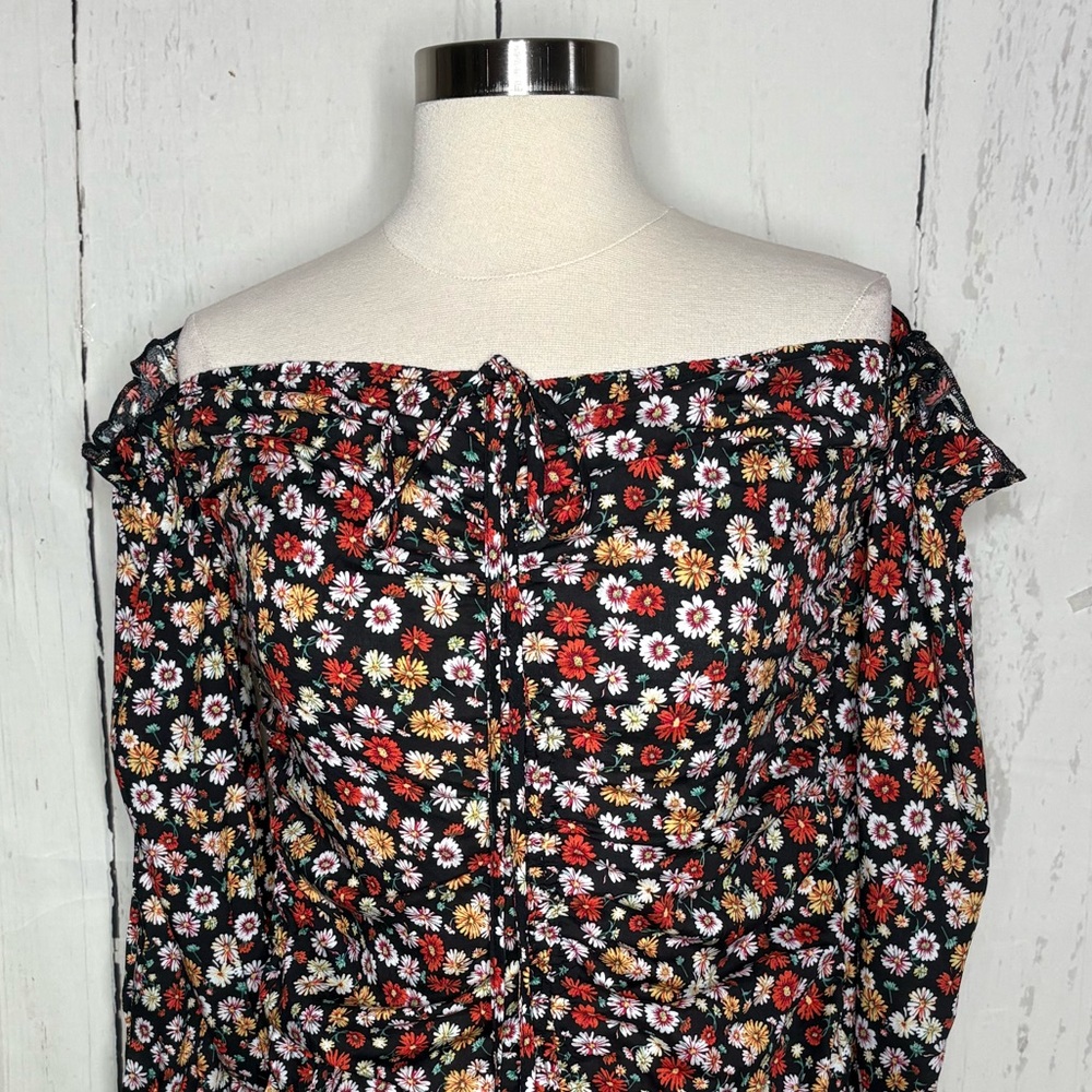 SHEIN Floral Print Dress with Black Accents